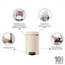 brabantia NewIcon Pedaalemmer, 12 Liter - Soft Beige