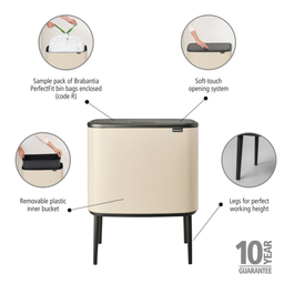 brabantia Kosz Bo Touch 36 L z plastikową wkładką - Soft Beige