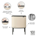 Bo Touch Bin - Pattumiera 3 x 11 L con 3 Inserti in Plastica - Soft Beige