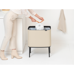 Bo Touch Bin - Pattumiera 3 x 11 L con 3 Inserti in Plastica - Soft Beige