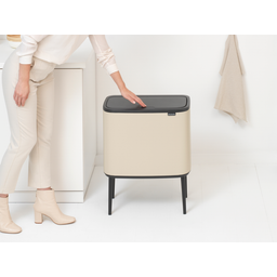 Bo Touch Bin - Pattumiera 3 x 11 L con 3 Inserti in Plastica - Soft Beige