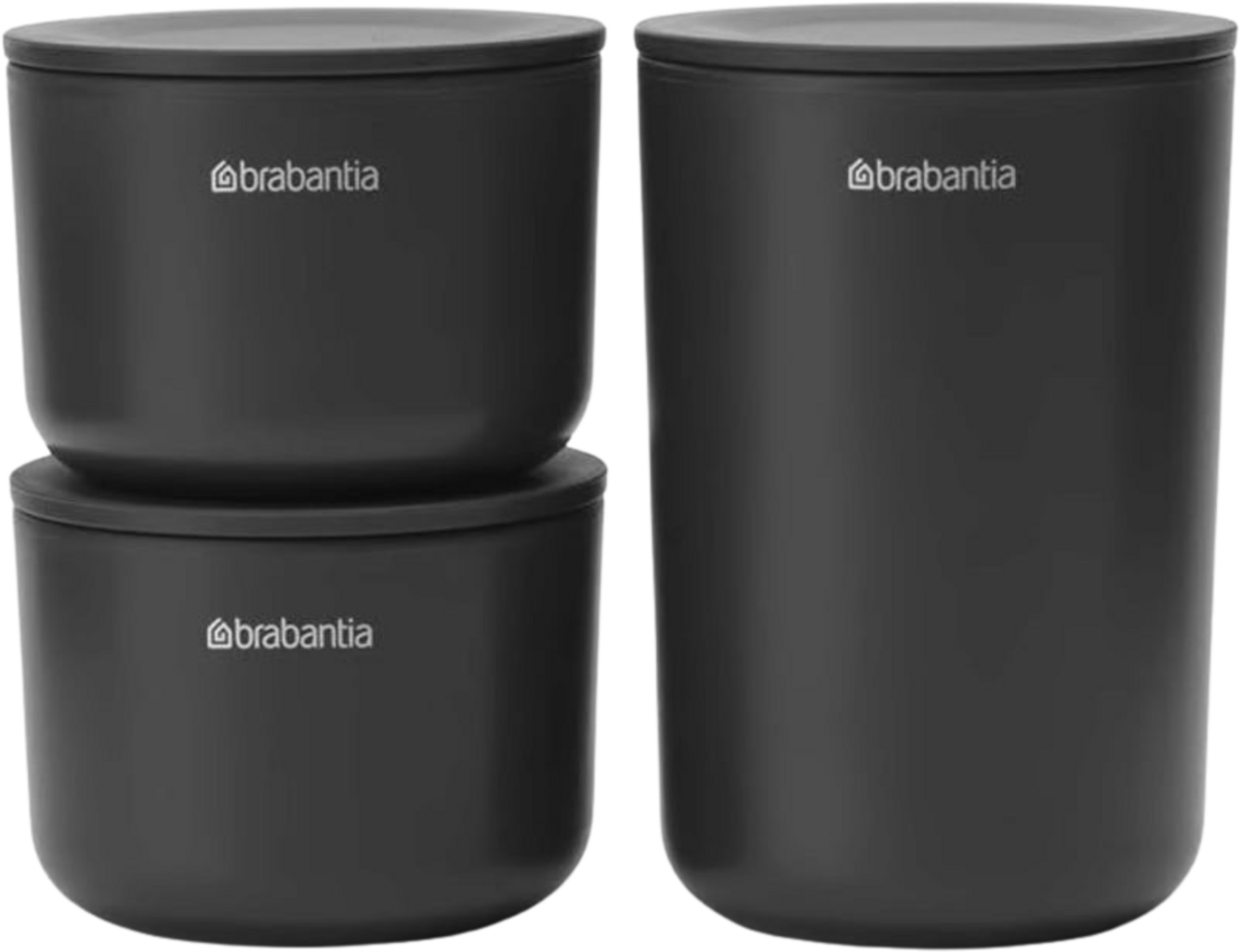 brabantia Pots de Stockage, Lot de 3 - Gris foncé