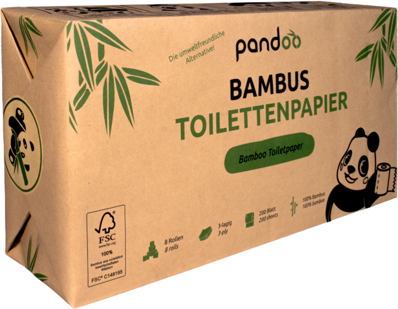 pandoo Toilettenpapier aus Bambus - 1 Pkg