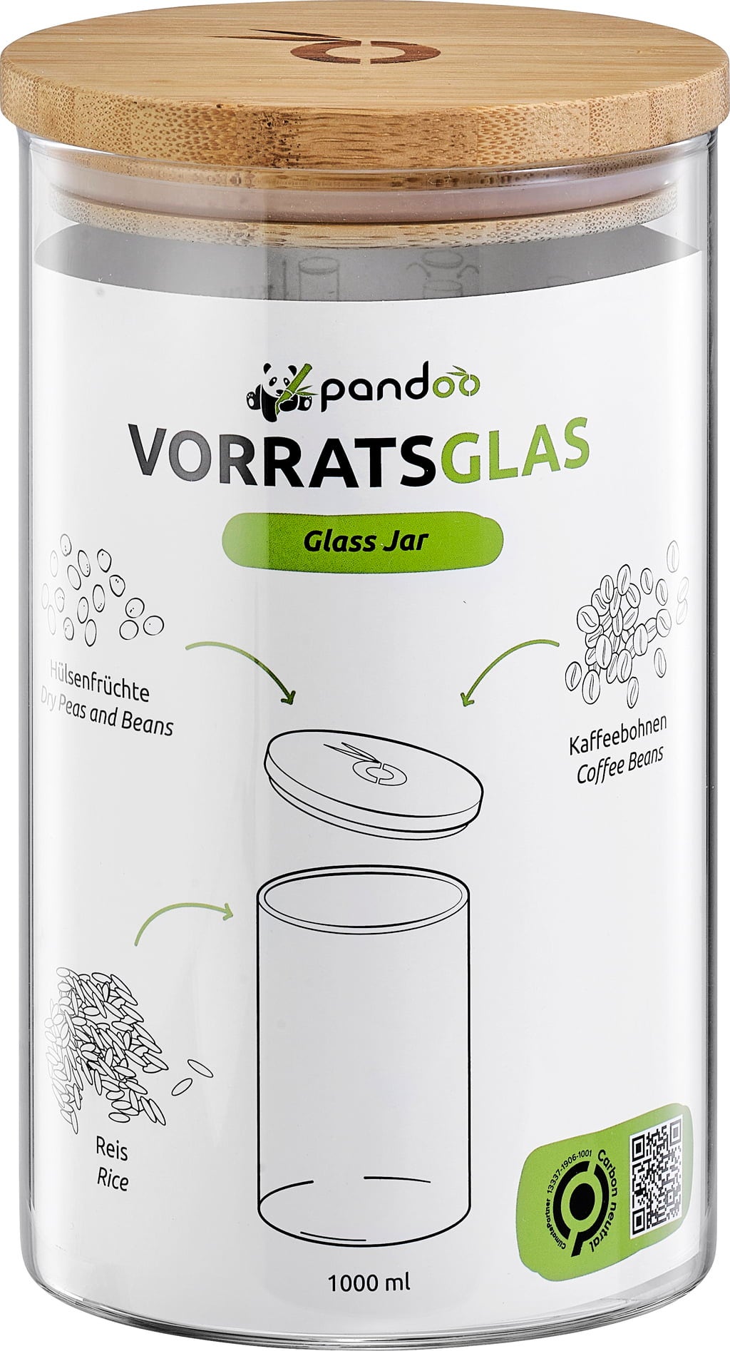 pandoo Bocal en Verre - 1.000 ml