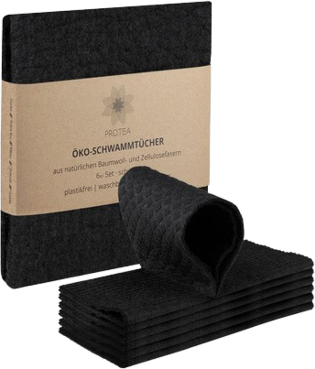 Ensemble de Lingettes-Éponges Écoresponsables, Noires (6 stk)