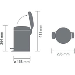 Newicon Lábbal nyitható szemetes műanyag betéttel - 3l