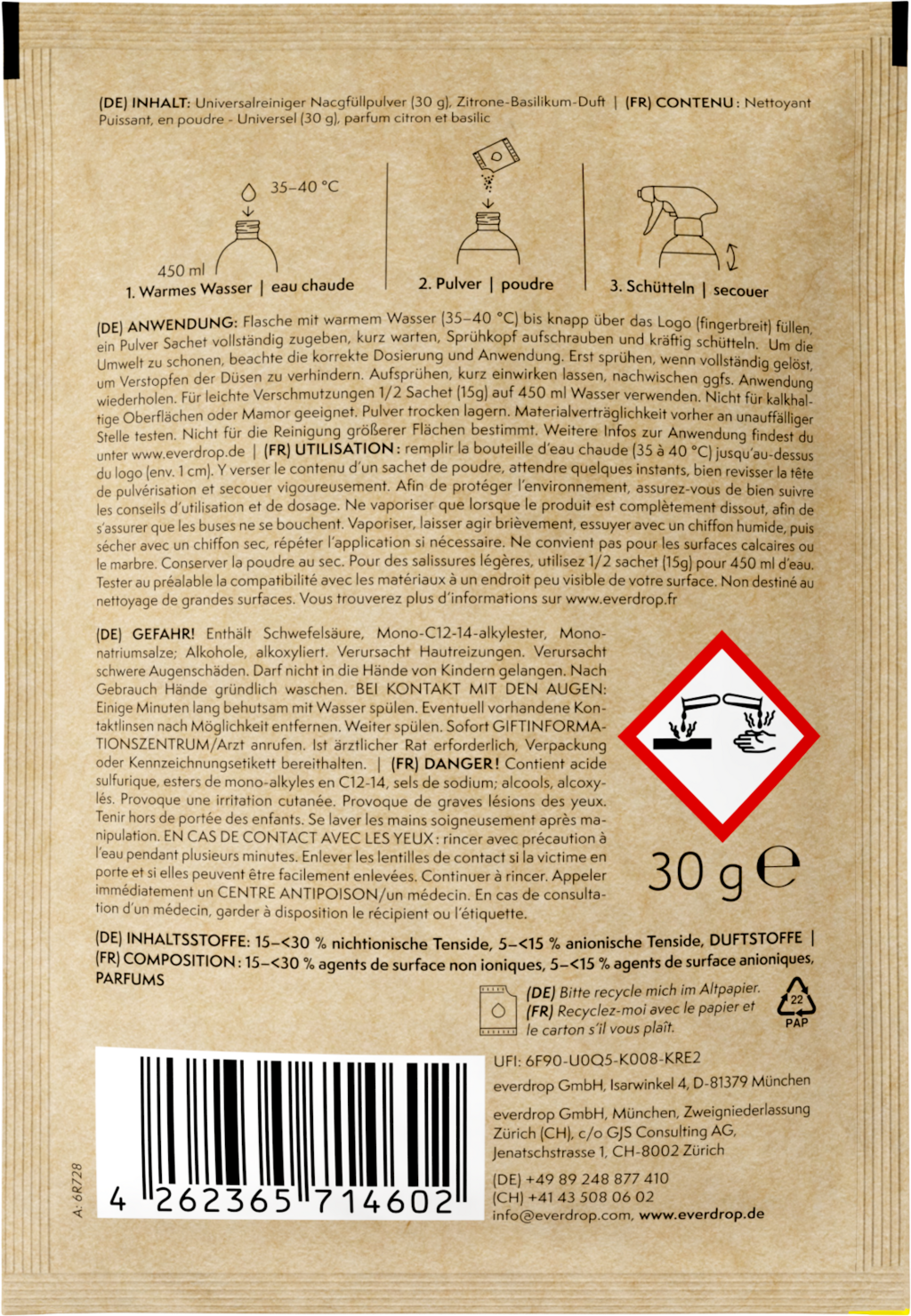 Detergente Universale in Polvere - Bustine - 30 g