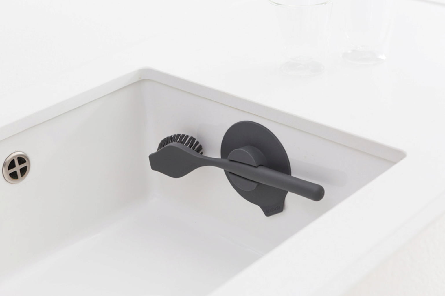 brabantia Spazzola Lavapiatti con Ventosa - Dark Grey
