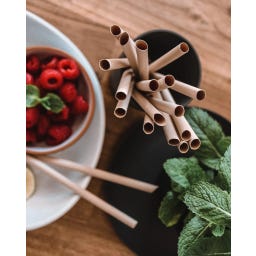 pandoo Strohhalme Bambus Einweg - 200 Stk